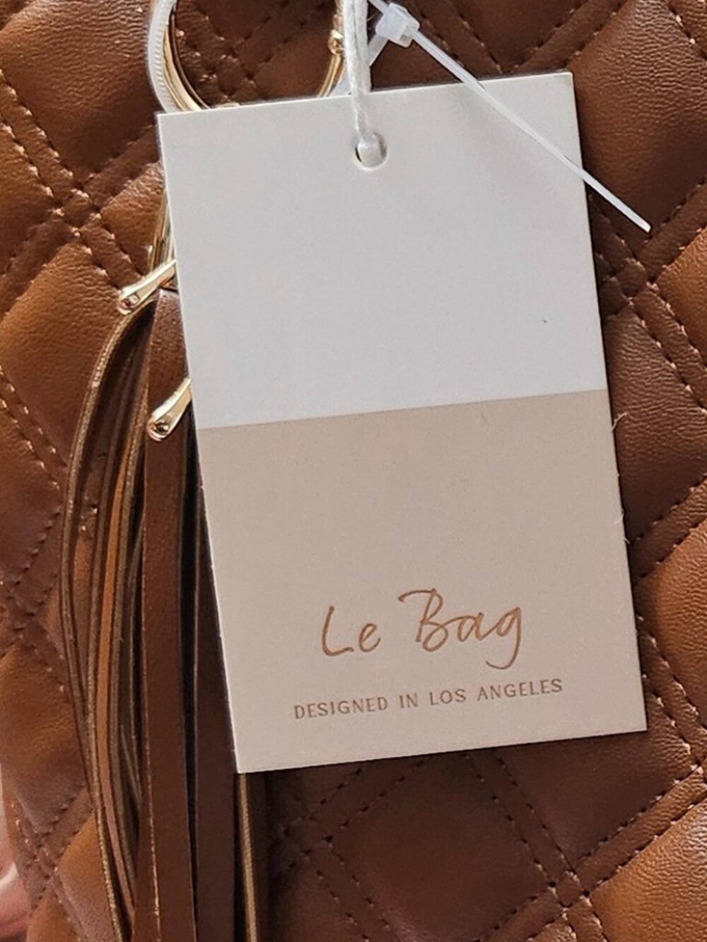 Le Bag Los Angeles Quilted Satchel Cognac Brown Tassel Crossbody Handbag NEW - Picture 6 of 6